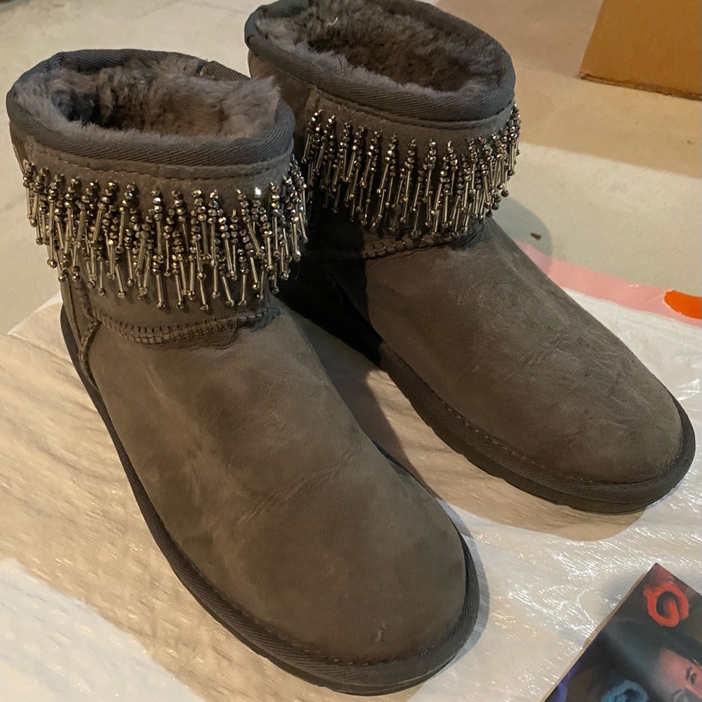 UGG Gray Beaded Winter Boots (Authentic-Purchased in Australia)